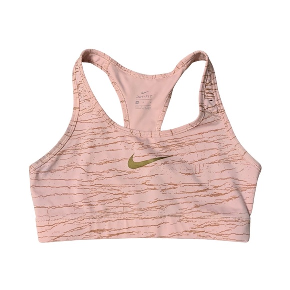 Nike Other - Nike size Medium pink with Victory Metallic gold swoosh sports bra like new